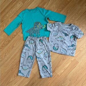 Carter's Dino Snore Pajama Set - Teal and Gray